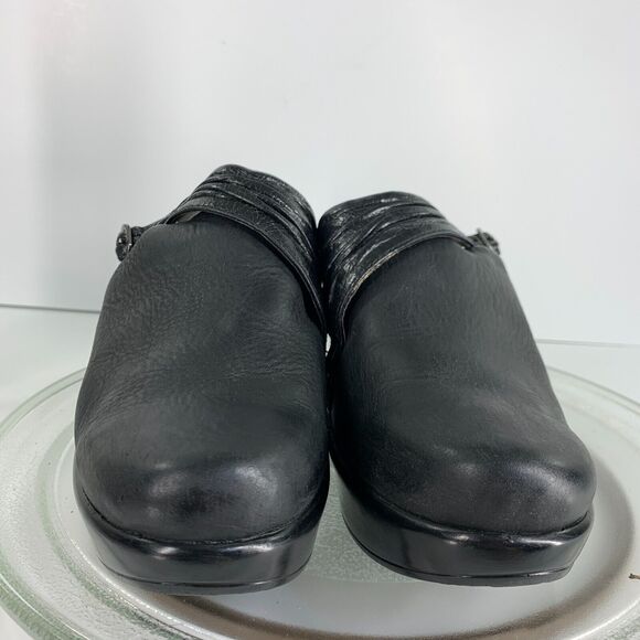 Womens Wedge Heels Naot Shoes Mule Boho Clogs Black Sz 8 Leather Slip On Buckle - Picture 8 of 13